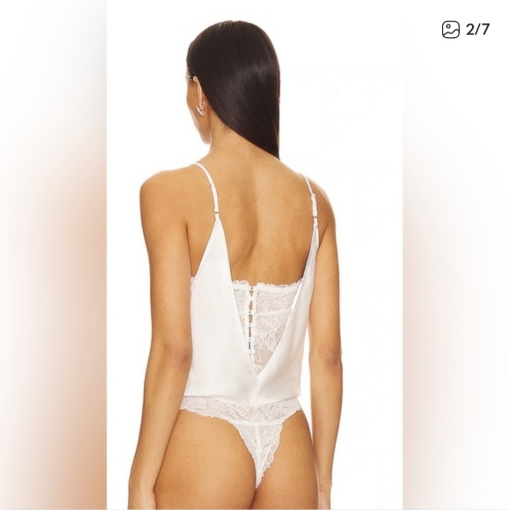 NWT Free People Double Date Bodysuit In Ivory Combo - Picture 3 of 8